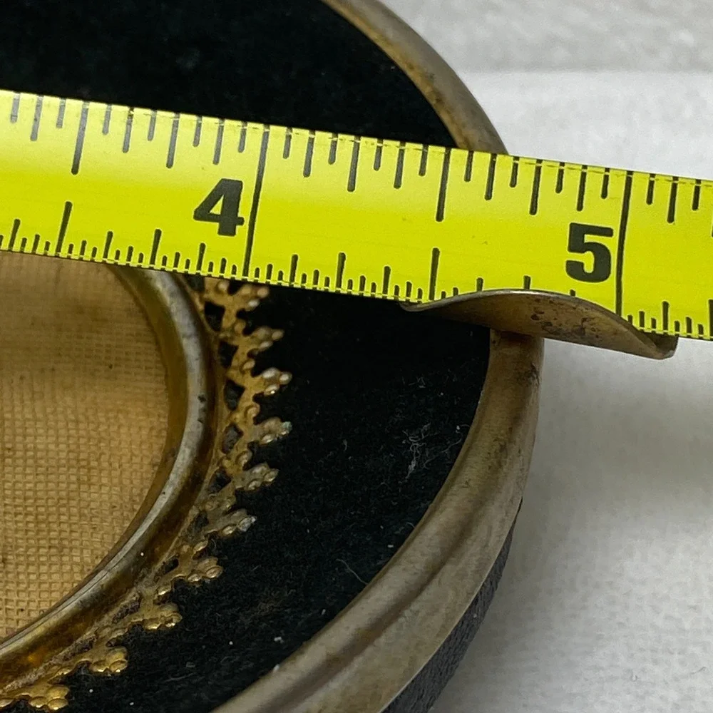 VTG‎ Micro Needlepoint Ashtray Figure Man Brass Trim Black